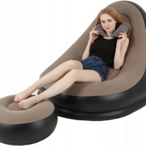 Fotel dmuchany z pufą  – idealny do domu, ogrodu i tarasu