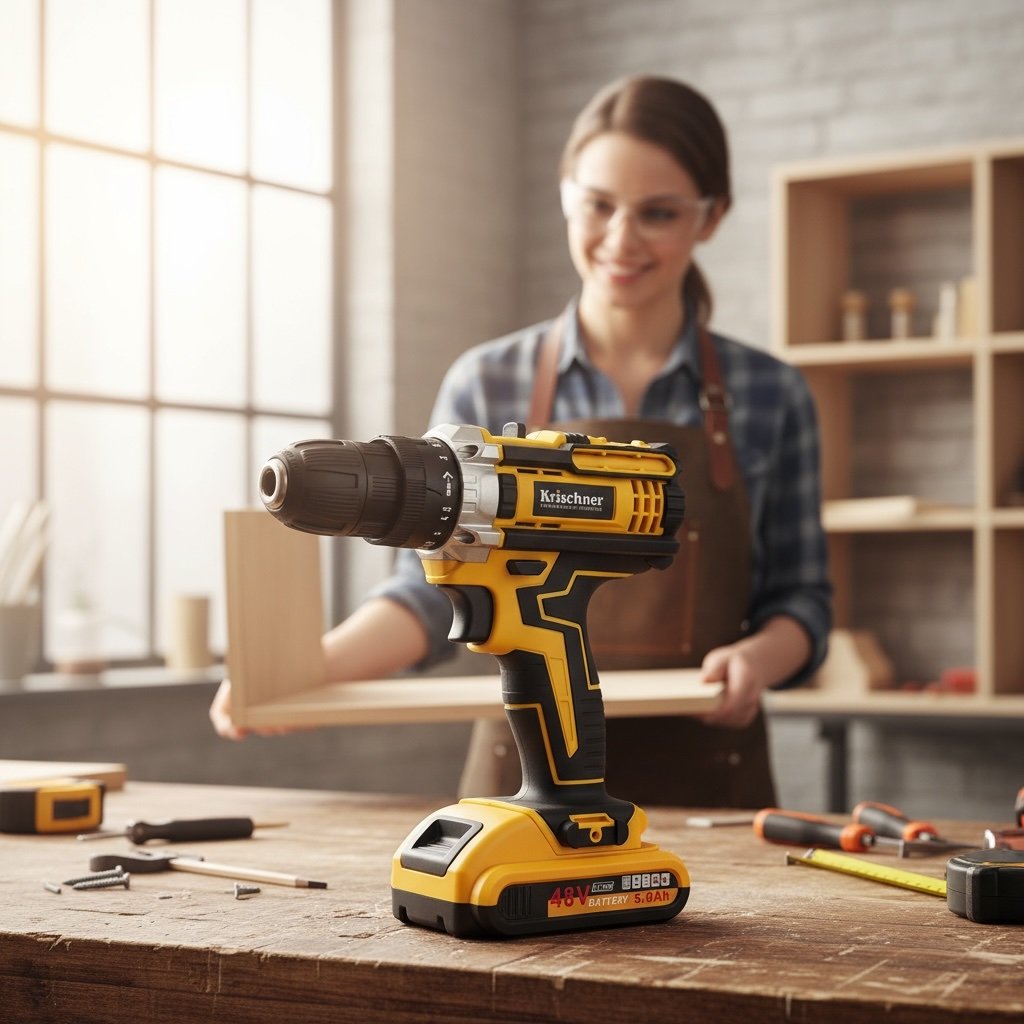 Wkrętarko-Wiertarka Krischner 48VF – Zestaw Akumulatorowy 2x5000 mAh + Akcesoria - obrazek 5