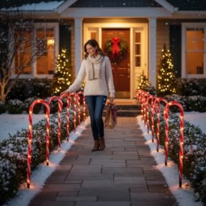 Girlanda LED Laski Cukrowe Mikołaja na Zewnątrz – Świąteczna Dekoracja do Twojego Ogrodu