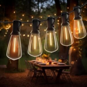Girlanda Ogrodowa LED 10m 20xE27 3000K Wodoodporna – Zasilanie Solarne
