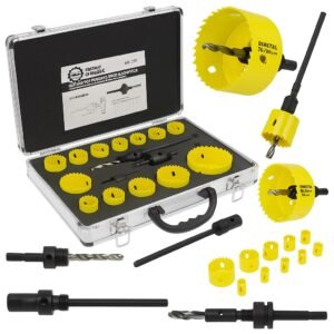 Zestaw otwornic bimetalowych MEISTER MS-242 17 elementów 19-76 mm – walizka, adaptery, akcesoria