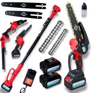 Piła akumulatorowa na wysięgniku  ProVolt 48V PV-1001 teleskopowa 2m, bezszczotkowa, 2 akumulatory, 2 prowadnice 6” i 8” + automatyczne smarowanie