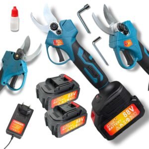 Akumulatorowy sekator ogrodowy MS-108Y  z bezszczotkowym silnikiem, 2 akumulatory, walizka i akcesoria – profesjonalne nożyce do gałęzi