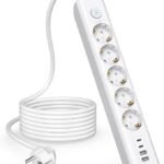 Listwa zasilająca MORRE M408 3680W 5xAC + 4xUSB szybkie ładowanie