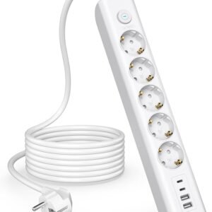 Listwa zasilająca MORRE M408 3680W 5xAC + 4xUSB szybkie ładowanie - Biały