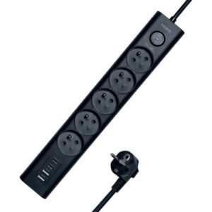 Listwa zasilająca MORRE M408 3680W 5xAC + 4xUSB szybkie ładowanie - Czarny