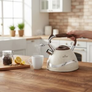 Czajnik ZILNER ZL-5701 3L z gwizdkiem – indukcja, gaz, stal nierdzewna, 2 kolory - Kremowy