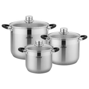 Zestaw garnków stalowych ZILNER ZL-7361 6 el. – indukcja, stal nierdzewna, szklane pokrywki