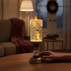 Magiczna Świeca LED z Mikołajem i Bałwankiem – dekoracja świąteczna, która zachwyci całą rodzinę! - Magiczna Świeca LED z Bałwankiem