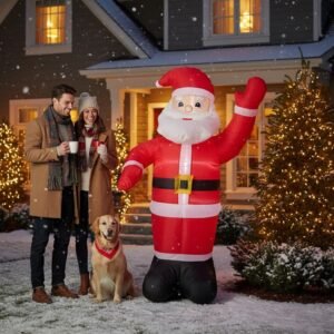 Dmuchane Dekoracje Świąteczne LED 180–240 cm | Mikołaj, Olaf, Bałwan RGB, Brama - Mikołaj 180 cm