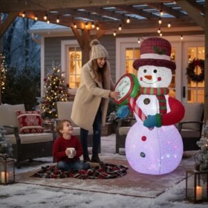 Dmuchane Dekoracje Świąteczne LED 180–240 cm | Mikołaj, Olaf, Bałwan RGB, Brama - Bałwan RGB 180 cm