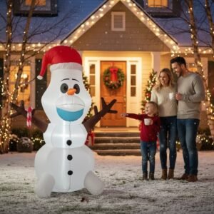 Dmuchane Dekoracje Świąteczne LED 180–240 cm | Mikołaj, Olaf, Bałwan RGB, Brama - Olaf 180 cm