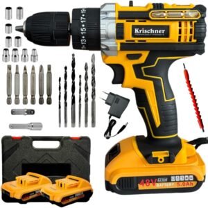 Wiertarko-wkrętarka udarowa Krischner 48VF 5.0Ah + 2 aku + zestaw