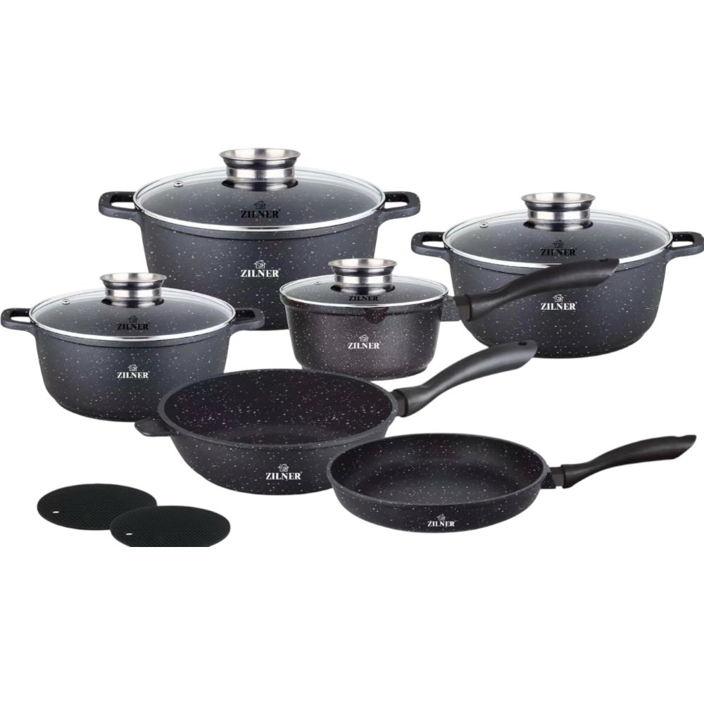 Zestaw garnków marmurkowych Zilner ZL-8528 12 elementów – indukcja